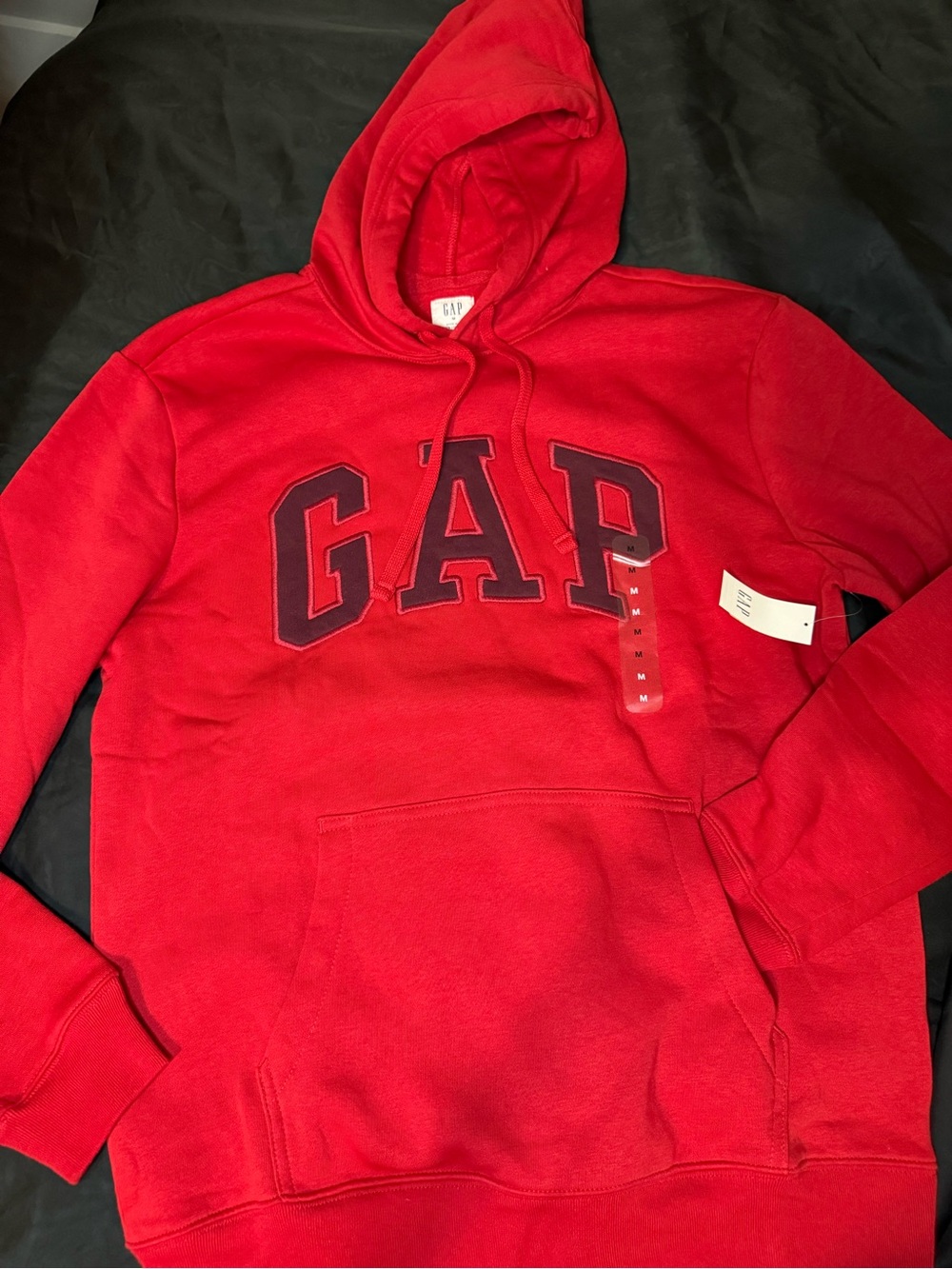 GAP Men's Bright Red Pullover Hoodie with darker red Logo